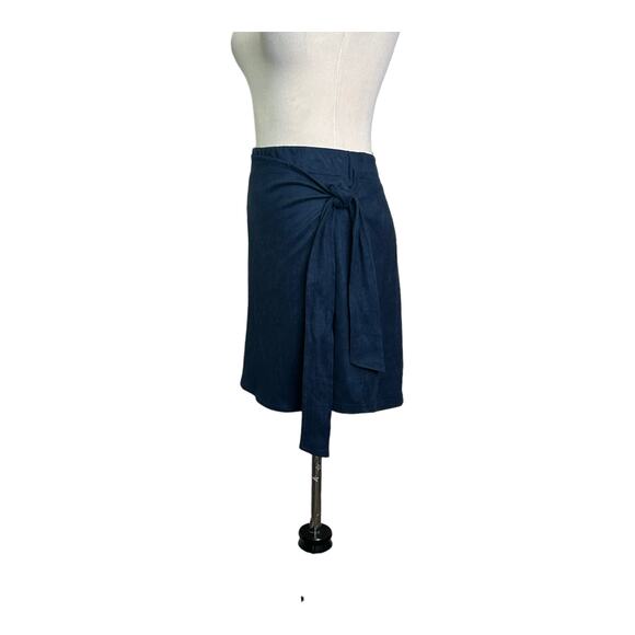 American Threads navy blue faux wrap pull on mini skirt size large - Picture 6 of 12
